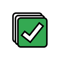 White check mark on a green box