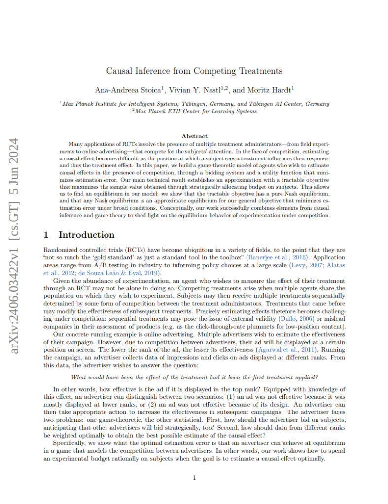 Causal Inference From Competing Treatments