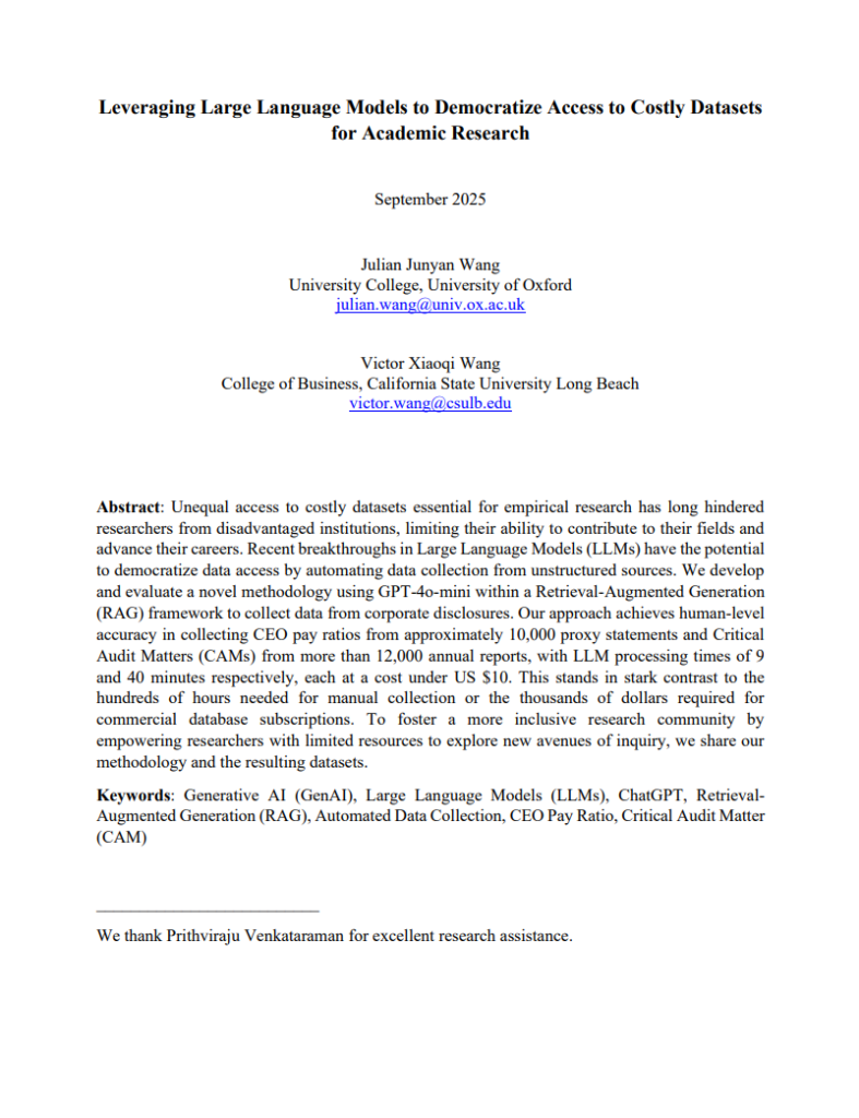Leveraging Large Language Models To Democratize Access To Costly Datasets